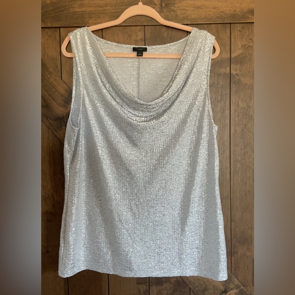 Tank Top Ann Taylor cow neck silver top size large